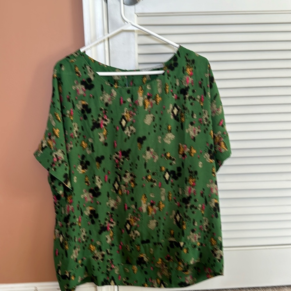 Daniel Rainn Green Leopard Blouse Size S